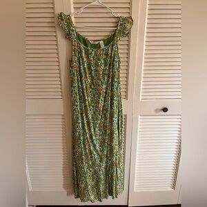 Kaktus Green Floral Maxi Dress